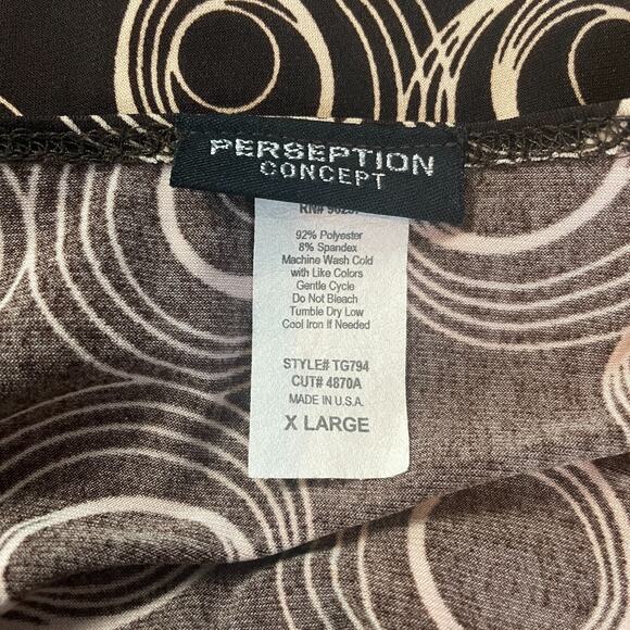 Y2K Top Womens Size XL Brown Geometric Print Stretch Babydoll Empire Waist Cyber - Picture 7 of 10